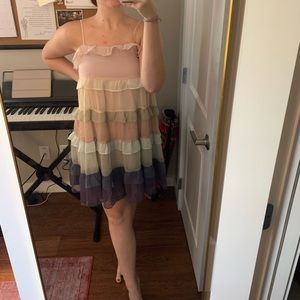 Multicolor pastel tiered dress